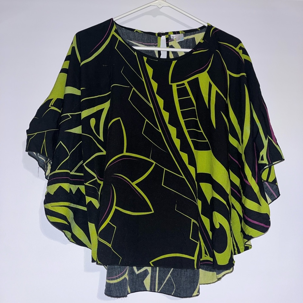 Women's Hawaiian Ciel Blue circle top size small black and green